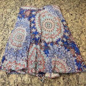 L'ATISTE Blue and Red Mandala Strapless Flowy Blouse